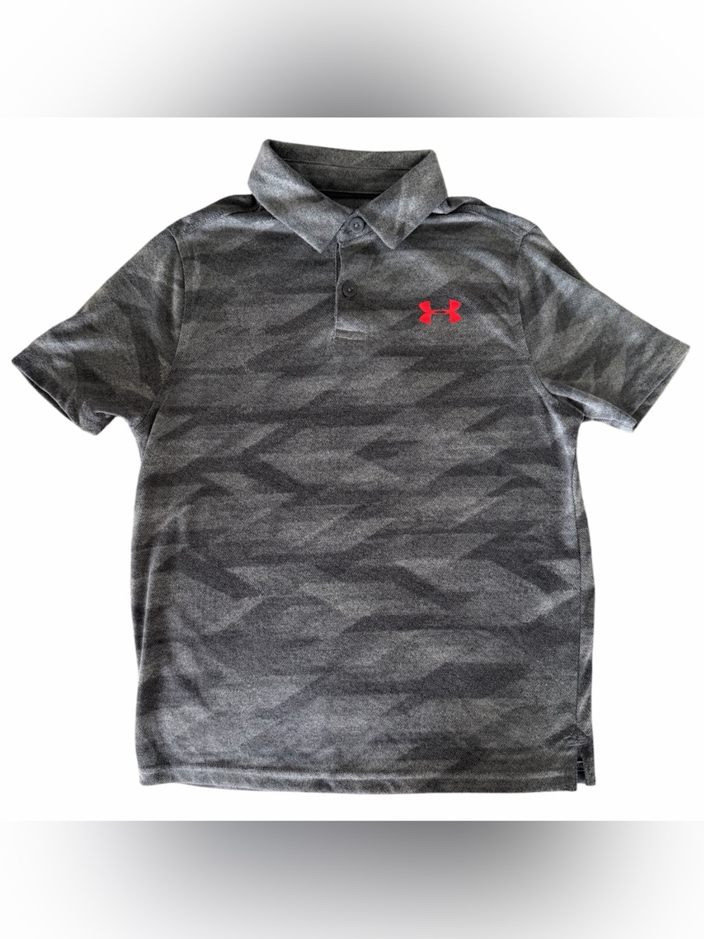 UNDER ARMOUR Heatgear Gray Camo Polo with Logo Boys Kids Size YSM